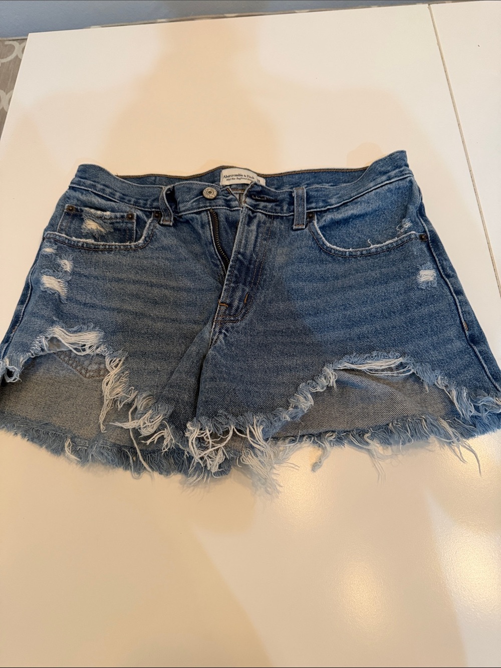 Abercrombie & Fitch Frayed Light Blue Denim Cutoff Shorts